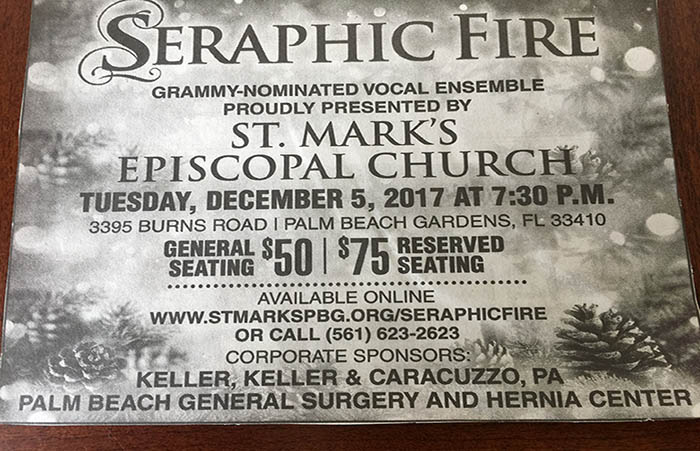 St. Mark’s Episcopal Church’s presentation of Seraphic Fire